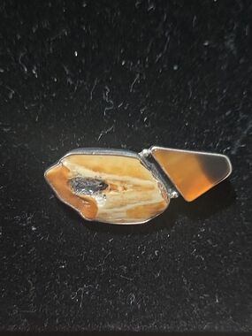 VNTG M. L. Sterling Silver Jasper Brooch Pin Signed 925 6g